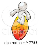 Poster, Art Print Of White Design Mascot Man Surfing On A Board