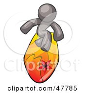 Royalty Free RF Clipart Illustration Of A Gray Design Mascot Man Surfing On A Board by Leo Blanchette