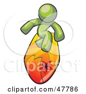 Royalty Free RF Clipart Illustration Of A Green Design Mascot Man Surfing On A Board by Leo Blanchette