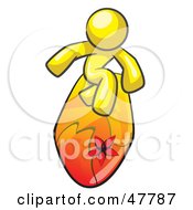 Poster, Art Print Of Yellow Design Mascot Man Surfing On A Board