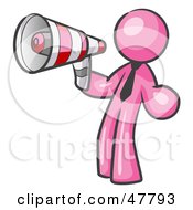 Pink Design Mascot Man Announcing With A Megaphone