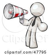 Poster, Art Print Of White Design Mascot Man Announcing With A Megaphone