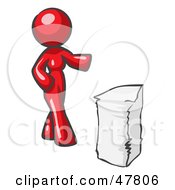 Royalty Free RF Clipart Illustration Of A Red Design Mascot Woman With A Stack Of Paperwork by Leo Blanchette