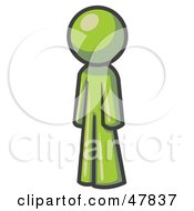 Green Design Mascot Man Standing Up Straight
