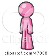 Pink Design Mascot Man Standing Up Straight