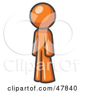 Orange Design Mascot Man Standing Up Straight