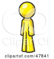 Yellow Design Mascot Man Standing Up Straight