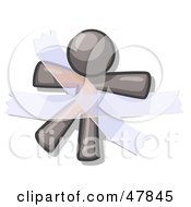 Royalty Free RF Clipart Illustration Of A Gray Design Mascot Man Restrained With Tape by Leo Blanchette