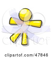 Poster, Art Print Of Yellow Design Mascot Man Restrained With Tape