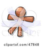 Royalty Free RF Clipart Illustration Of A Brown Design Mascot Man Restrained With Tape by Leo Blanchette