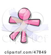 Poster, Art Print Of Pink Design Mascot Man Restrained With Tape