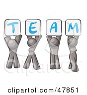 Poster, Art Print Of Gray Design Mascot Group Holding Up Team Signs