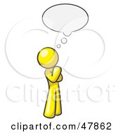 Poster, Art Print Of Yellow Design Mascot Man In Thought With A Bubble