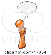 Royalty Free RF Clipart Illustration Of An Orange Design Mascot Man In Thought With A Bubble