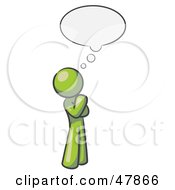 Royalty Free RF Clipart Illustration Of A Green Design Mascot Man In Thought With A Bubble