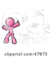 Pink Design Mascot Man Writing Tribal Designs On A Wall