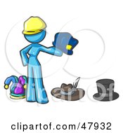 Royalty Free RF Clipart Illustration Of A Blue Design Mascot Woman With Many Hats