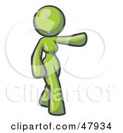 Royalty Free RF Clipart Illustration Of A Green Design Mascot Woman Presenting