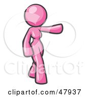 Royalty Free RF Clipart Illustration Of A Pink Design Mascot Woman Presenting by Leo Blanchette