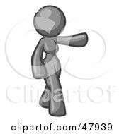 Royalty Free RF Clipart Illustration Of A Gray Design Mascot Woman Presenting by Leo Blanchette