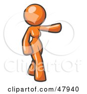 Orange Design Mascot Woman Presenting
