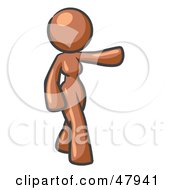 Royalty Free RF Clipart Illustration Of A Brown Design Mascot Woman Presenting