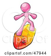 Royalty Free RF Clipart Illustration Of A Pink Design Mascot Surfer Chick