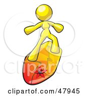 Royalty Free RF Clipart Illustration Of A Yellow Design Mascot Surfer Chick by Leo Blanchette