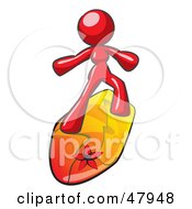 Poster, Art Print Of Red Design Mascot Surfer Chick