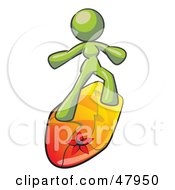 Royalty Free RF Clipart Illustration Of A Green Design Mascot Surfer Chick