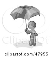 Poster, Art Print Of Gray Design Mascot Woman Under An Umbrella