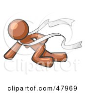 Royalty Free RF Clipart Illustration Of A Brown Design Mascot Woman Finishing First In A Race by Leo Blanchette