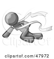 Royalty Free RF Clipart Illustration Of A Gray Design Mascot Woman Finishing First In A Race by Leo Blanchette