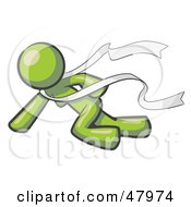 Royalty Free RF Clipart Illustration Of A Green Design Mascot Woman Finishing First In A Race