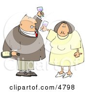 Man And Woman At A Party Drinking Wine While Celebrating New Years Holiday Clipart