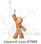 Poster, Art Print Of Orangedesign Mascot Man Composing Binary Code