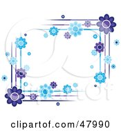 Poster, Art Print Of Purple And Blue Flower Corner Designs
