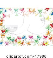 Royalty Free RF Clipart Illustration Of A Colorful Stationery Border Of Happy Wine Glasses