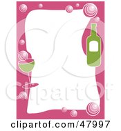 Poster, Art Print Of Pink And Green Stationery Border Of Champagne On White
