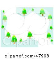 Poster, Art Print Of Stationery Border Of Snowy Hills With Evergreen Trees On White