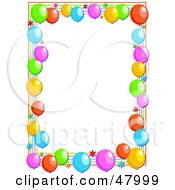 Poster, Art Print Of Colorful Stationery Border Of Party Balloons And Stars On White