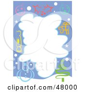Poster, Art Print Of Blue Stationery Border Of Snowmen And Christmas Icons On White