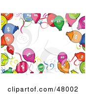 Poster, Art Print Of Stationery Border Of Happy Colorful Party Balloons On White