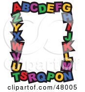 Poster, Art Print Of Stationery Border Of Colorful Alphabet Letters On White