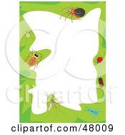 Poster, Art Print Of Green Stationery Border Of Insects On White