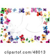 Poster, Art Print Of Colorful Stationery Border Of Butterflies On White