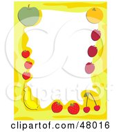 Poster, Art Print Of Yellow Stationery Border Of Healthy Fruit On White