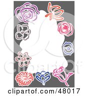 Poster, Art Print Of Stationery Border Of Flower Sketches