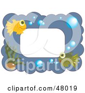 Royalty Free RF Clipart Illustration Of A Stationery Border Of Fish And Bubbles On White by Prawny