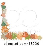Stationery Border Or Corner Of Autumn Leaves On White